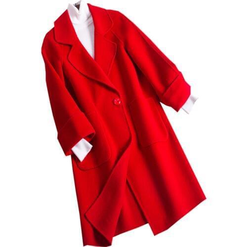 Double-sided cashmere coat female medium long new autumn and winter coats womens Korean raglan sleeve wool windbreaker jacket