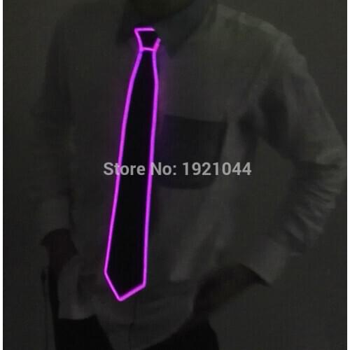 Hot Sales New Fashion Luminous EL wire Neck Tie With Flashing Function Powered by AA battery For Evening Party Decoration