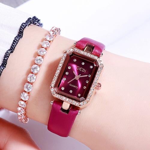 Best Seller Dropshipping 2020 Red Modern Lady Wristwatch Diamond Vintage Square Belt Womens Watch Gifts Female Free Shipping