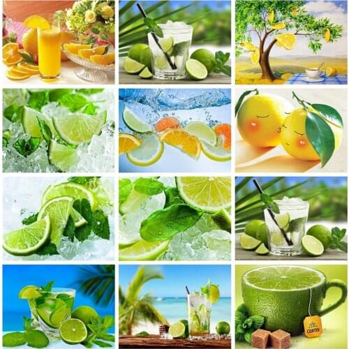 Huacan 5D DIY Diamond Painting Fruit Full Square Paint With Diamonds Embroidery Mosaic Art Kits Home Decoration