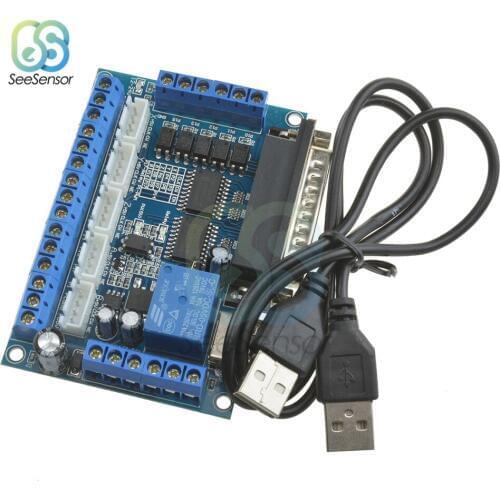 MACH3 CNC Breakout Board Interface with USB Cable Optocoupler Isolation Parallel Port Control 5 Axis Stepper Motor Driver Module