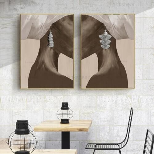 African Woman Wearing Blue Earrings Home Decor Modular Hd Posters and Prints Canvas Painting Wall Art Pictures for Living Room