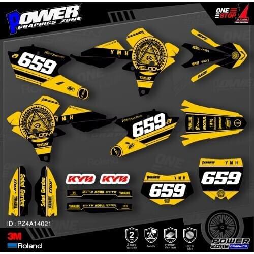 PowerZone Custom Team Graphics Backgrounds Decals 3M Stickers Kit For YAMAHA 14-18 YZ250F 15-18 YZ250FX WRF250 14-17 YZ450F 021