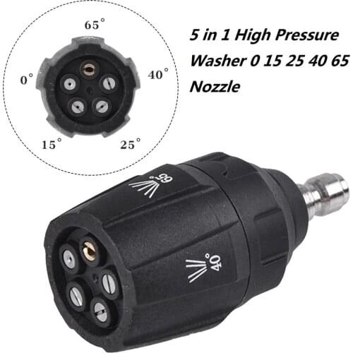 5 In 1 High Pressure Washer Nozzle G1 / 4 Male Quick Connect Adapter Car Washer Spray Gun Nozzle 0 15 25 40 65 Nozzle Piece