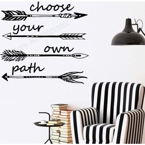 Wall Art Sticker Bohemian Boho Room Decoration Vinyl Removeable Poster Choose Your Own Path Decal Arrow Mural LY488