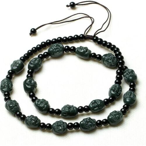Natural hetian QINGYU Jiang xiang Eighteen Arhats The necklace To ward off bad luck Mens pendant free shipping
