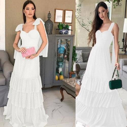 2021 European and American new wedding dress middle waist temperament covered shoulder lace up white evening dress