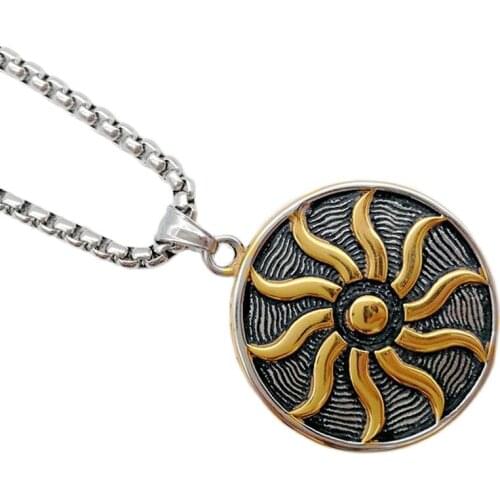 New Arrival Sun Wheel Golden-Sun Kolovrat Slavic Amulet pendant norse Occult Symbol Pendant Germanic men women necklace,CAGF0067