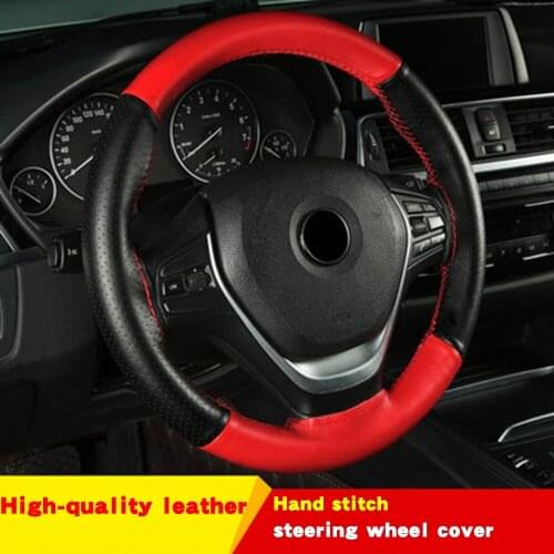DIY PU Leather Auto Car Steering Wheel Cover Hand Sewing Hand-stitched With Thread Needle 38cm Breathable Steering Wheel Covers
