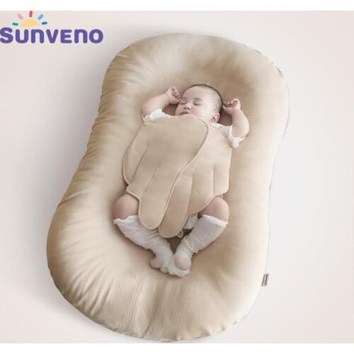 SUNVENO Portable Baby Nest Bed Baby Lounger & Infant Floor Seat-Newborn Essentials,Organic Cotton,Fiberfill Newborn Bed