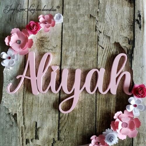 Personalised wooden hoop name floral nursery girls and boys bedroom decor wall hang name sign plaque