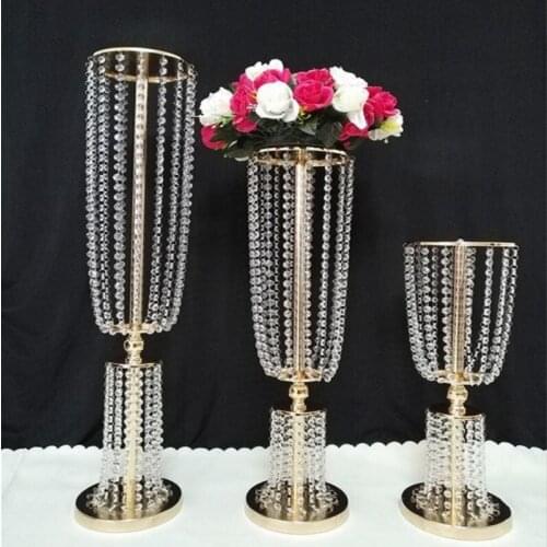 Gold Silver Plated Crystal Acylic Wedding Table Centerpieces Flower Ball Holder Wedding Road Lead Event Party Decoration