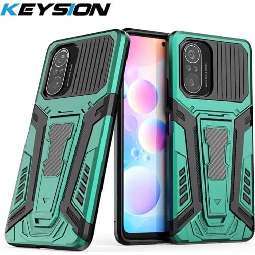 KEYSION Shockproof Armor Case For Xiaomi Mi 11i 5G 11X10T Pro 10T Lite 5G POCO F3 Stand Phone Cover for Redmi K40 Pro K40 Gaming