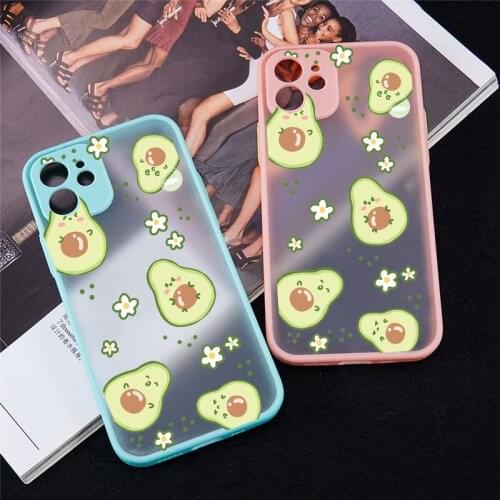 Cute Avocado Flower Fruit Clear Phone Case For iPhone 11 Pro MAX 12 XR X XS SE20 7 8 Plus Shockproof Hard Matte PC Cover Coque