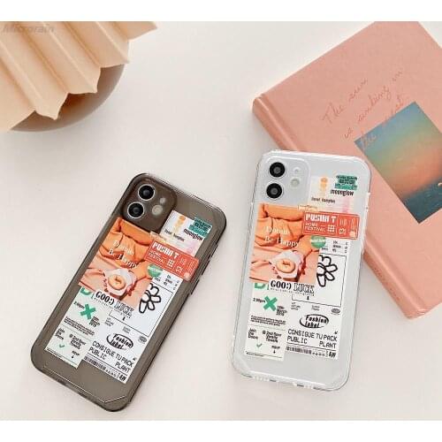 Donut Tags Transparent Shockproof Silicone Case For iPhone 12 11 Pro Max 7 8 Plus XR X SE 2020 TPU Soft Cover Funda