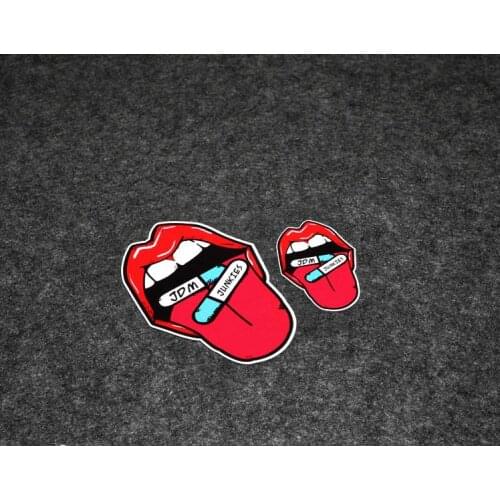 RED mouth Tongue JDM junkies stickers funny vinyl car sticker racing drift motorcycle helmet decals cute waterproof