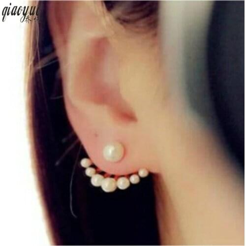 Korean Jewelry Fashion Earrings Exquisite Cute Playful Imitation Pearl Earrings After Hanging Earrings For Women Stud Earrings