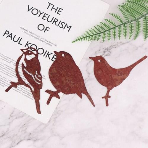 1pc Rusty Metal Bird Silhouettes Garden Fence Decor Woodpecker Robin Steel Country Yard Art Gardening Decoration Metal Bird