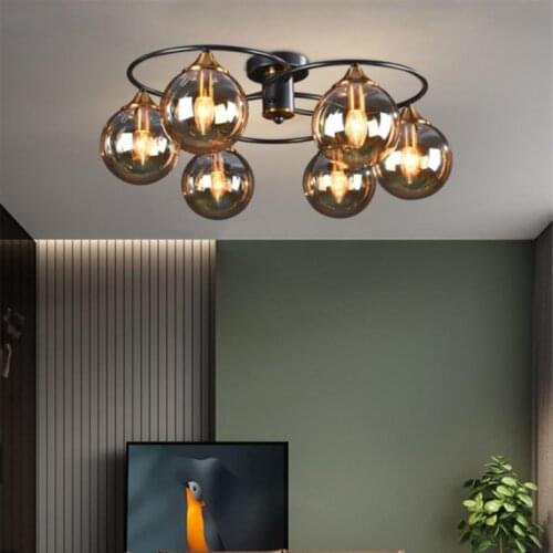 Foyer Glass LED Pendant Lights Luminaire Suspension Creative Dining room Bedroom Round Hanglamp Home Deco Minimalist E14 Bulb