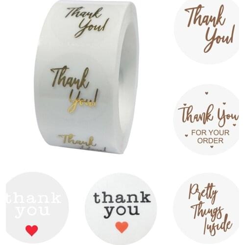 100-500pcs Clear Gold Foil Thank You Labels Stickers For Wedding Pretty Gift Cards Small Business Envelope Sealing Label Sticker