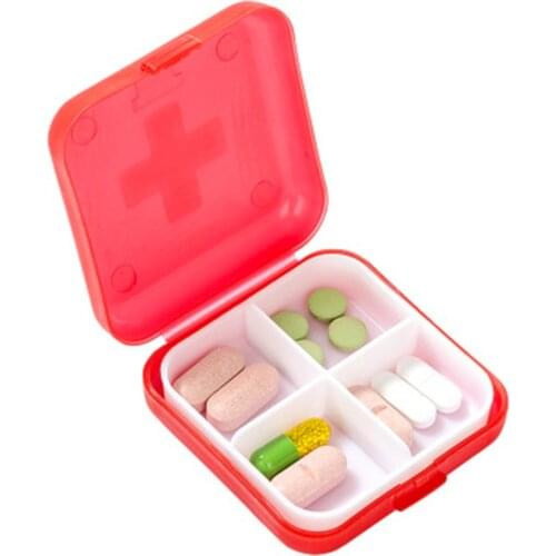 Travel Pill Box 4 Grids Medicine Storage Organizer Box Container Drug Tablet Dispenser Independent Lattice Plastic Pill Case