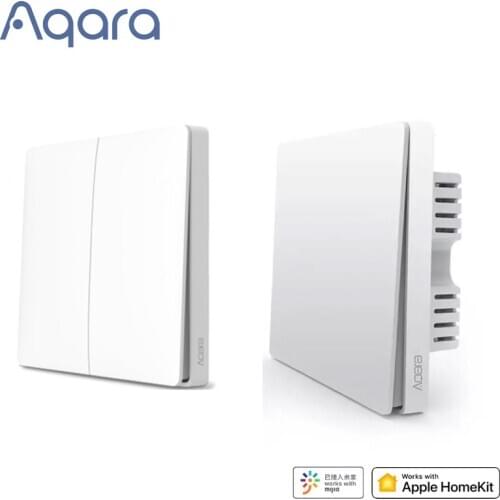 Hot Aqara D1 Smart Wall Switch Zigbee Wireless Remote Control Light Switch Neutral Fire Wire 1/2/3 Button For Mijia HomeKit APP