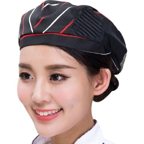 Unisex Mesh Patchwork Chef Hat Restaurant Kitchen Hats Baker Restaurant Uniform Caps Catering Cooking Cap Kitchen Headwear