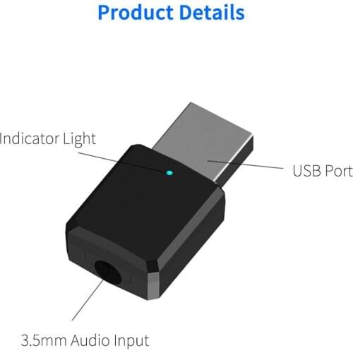 USB Bluetooth 5.0 Transmitter Receiver 2 in 1 Portable 3.5mm AUX Wireless Adapter for Car TV PC Bluetooth Receiver