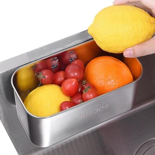 High Quality Stainless Steel Kitchen Sink Strainer Drain Fruit Vegetable Tableware Drainer Basket Wall Mounted Sink Filter Shelf