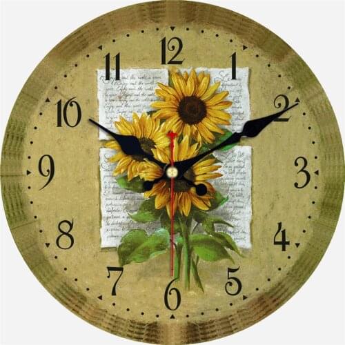 WONZOM Sunflowers Modern Style Modern Wooden Cardboard Clock,Round Wall Clock for Home Decor Living Room No Ticking Sound