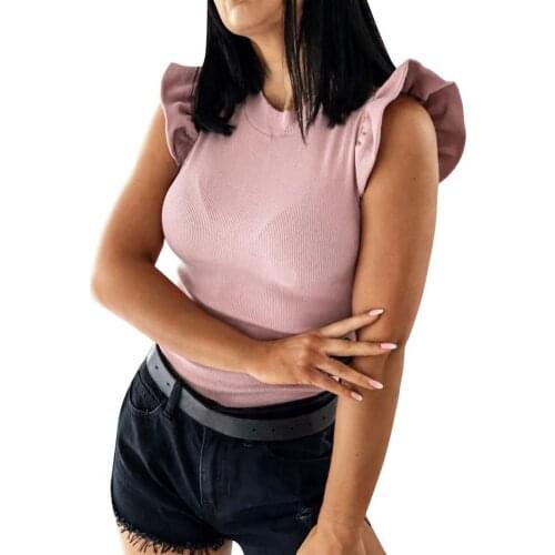 Women Top Solid Color All-match Summer Fit Slim Function Splicing Design Women T-shirt for Date