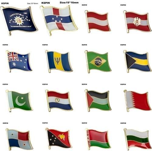 Flag Laple Pin Badge Brooch Conch Rep. Nederlandse Ant. Austria Australia Barbados Brazil Bahamas Pakistan Paraguay Palestine