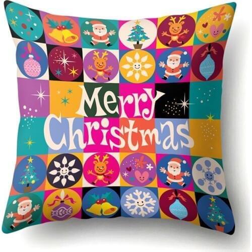 1pc Christmas Cartoon Throw Pillow Case for Home Bar Shop Decorative Santa Claus Snowman Elk Pattern Throw Cover Pillowcase