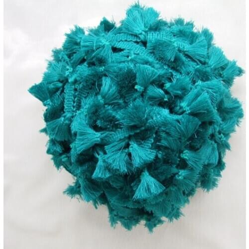 3Yards/Lot Vintage 100% cotton knotted Turquoise green fringe trim with cute tassels 1cm width tape 1.5cm length tassels