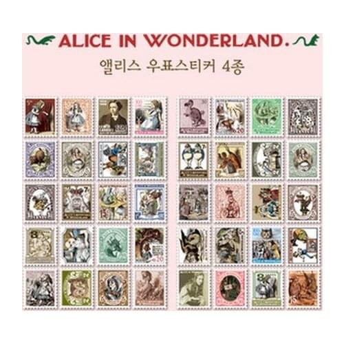 4pcs/lot New DIY vintage Alice series stamp paper sticker/4 sheets per set/note sticker/Decoration label