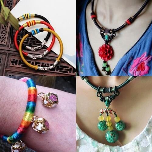 5mm Diameter 45cm Long Soft Rayon Silk Various Materials/Multiple Colors Cord Hollow Rubber DIY Necklace Bracelet Jewelry Making