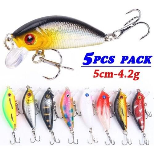 5PCS 5cm-4.2g Minnow Crank Fish Fishing Lures Wobbler Popper bait Artificial Hard Fish Lures Freshwater Fishing Tackle