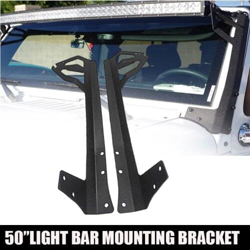 50 Inch LED Work Light bar Steel Metal Upper Windshield Mounting Bracket w/Hinge Brackets For 2007-2018 Jeep Wrangler JK
