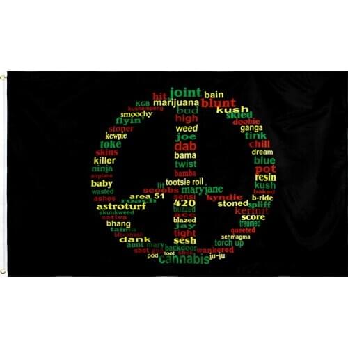 60x90cm/90x150cm/120x180cmpeace weed Hippie Band Flag For Bar Party Music Festival Tattoo Shop