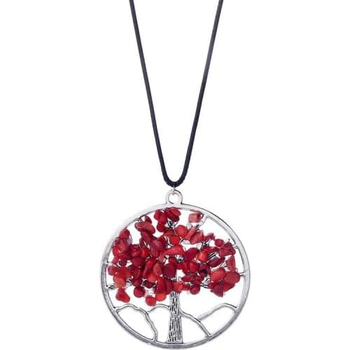 7 Chakra Tree Of Life Pendant Necklace Copper Crystal Natural Stone Necklace Quartz Stones Pendants Women Valentines present