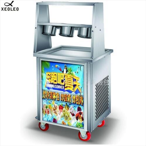 XEOLEO 3 Barrels Roll Ice Frier 1500W Yogurt Frying machine Stainlees steel Roll Ice cream maker 110V CE approve Ice Fry machine