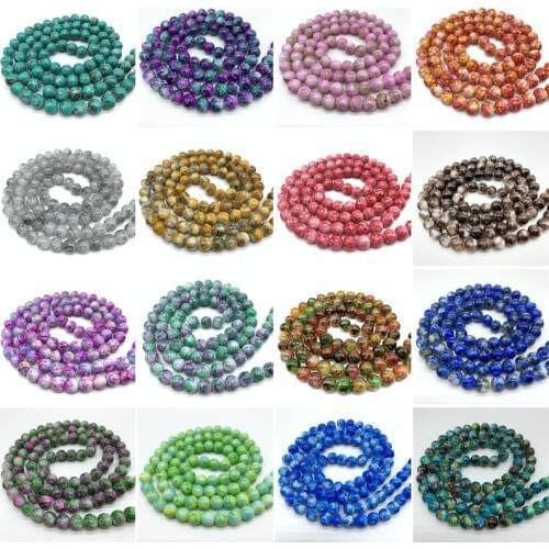 4/6/8/10mm Double Colors Glass Beads Round Loose Spaced Beads For Jewelry Making DIY Bracelet Charms Necklace jewelry Beads