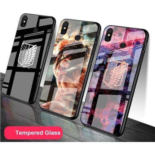Anime attack on Titan DIY Tempered Glass Phone Case for Redmi 7A 8 9 NOTE 9 8 7 6 Pro Luxury printed cover shell