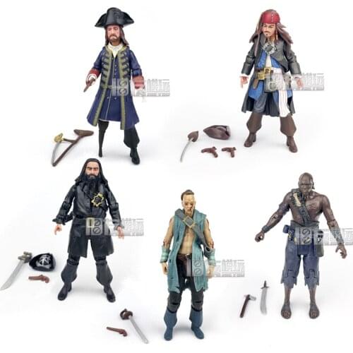 Pirates of The Caribbean Jack Hector Barbossa Black Beard Joints Movable Action Figure Model Ornament Toys