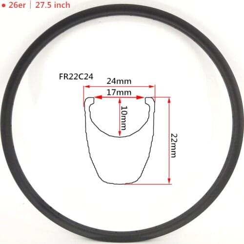 FIC 22mm deep 24mm wide carbon MTB bicycle rim 26 inch 27.5 inch 32h XC mountain bike clincher factory bicycle rim for sale