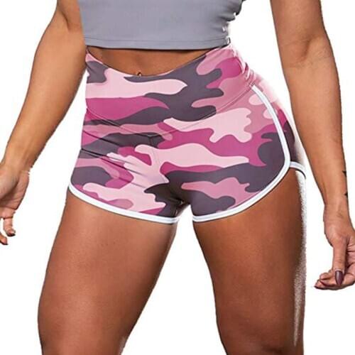 Fitness Sports Gym Shorts For Women Fashion Wild High Waist Sweatpants Camouflage Printed Breathable Stretchy Shorts