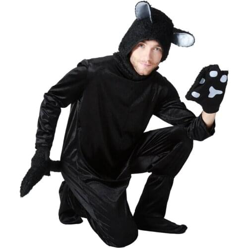 Costume Idea Animal Pokemon Cosplay Hoodie Jumpsuit Plus Size Adult Man Black Cat Mascot Fleece Funny Halloween Family Group