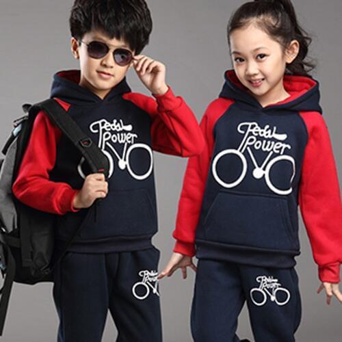 Young Girl Suit Childrens Clothes 2016 Cuhk Two-piece Set Childrens Wear Casual Sport Fleece Boys Girls Set