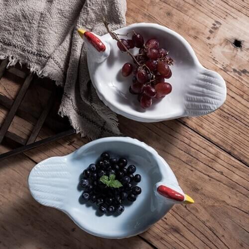Creative personality ceramic plate hotel restaurant tableware household dish shaped decoration fruit rice plate Rooster plate bo