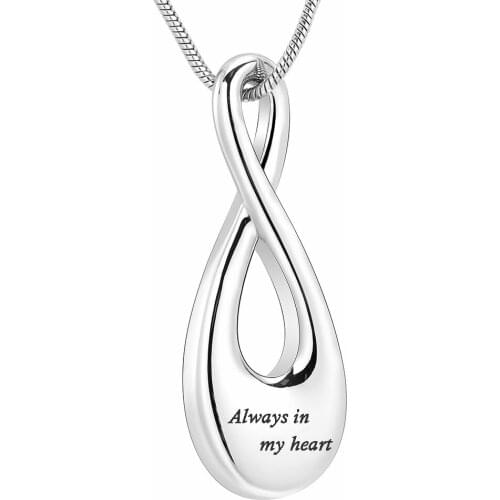 LL012 Love You Infinity Cremation Jewelry Carved Always In My Heart Memoria Urn Necklace For Ashes Keepsake Pendant